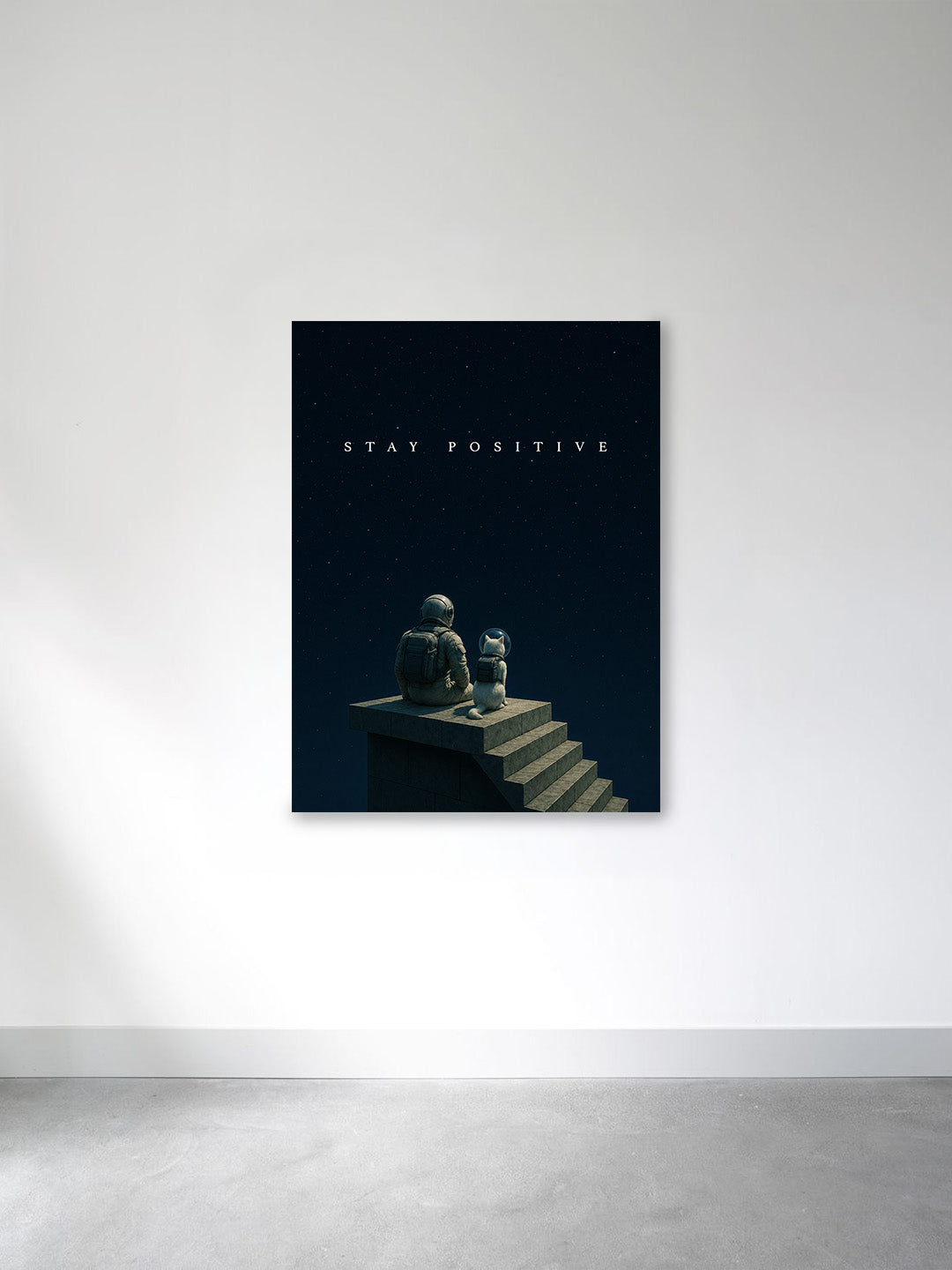 “Stay Positive” – Cosmic Companionship Canvas
