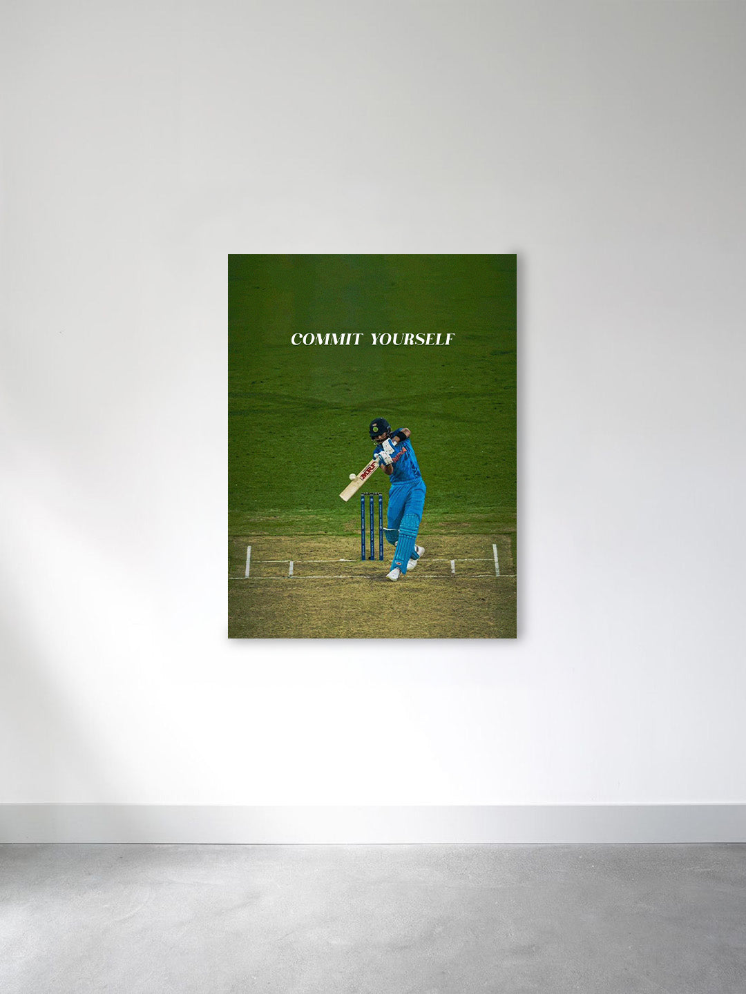 “Commit Yourself” – Focus & Determination Cricket Canvas