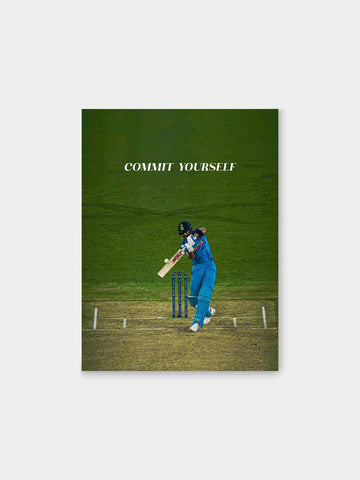 “Commit Yourself” – Focus & Determination Cricket Canvas