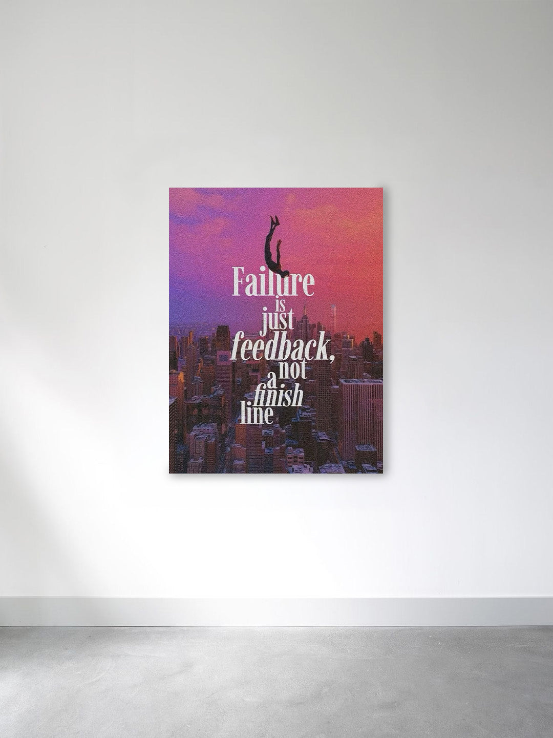 “Failure is Just Feedback” – Motivational Skyline Canvas