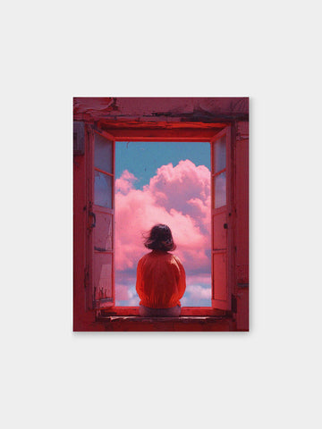 Window To Dreams Canvas Wall Art – Aesthetic Cloudscape Inspirational Poster