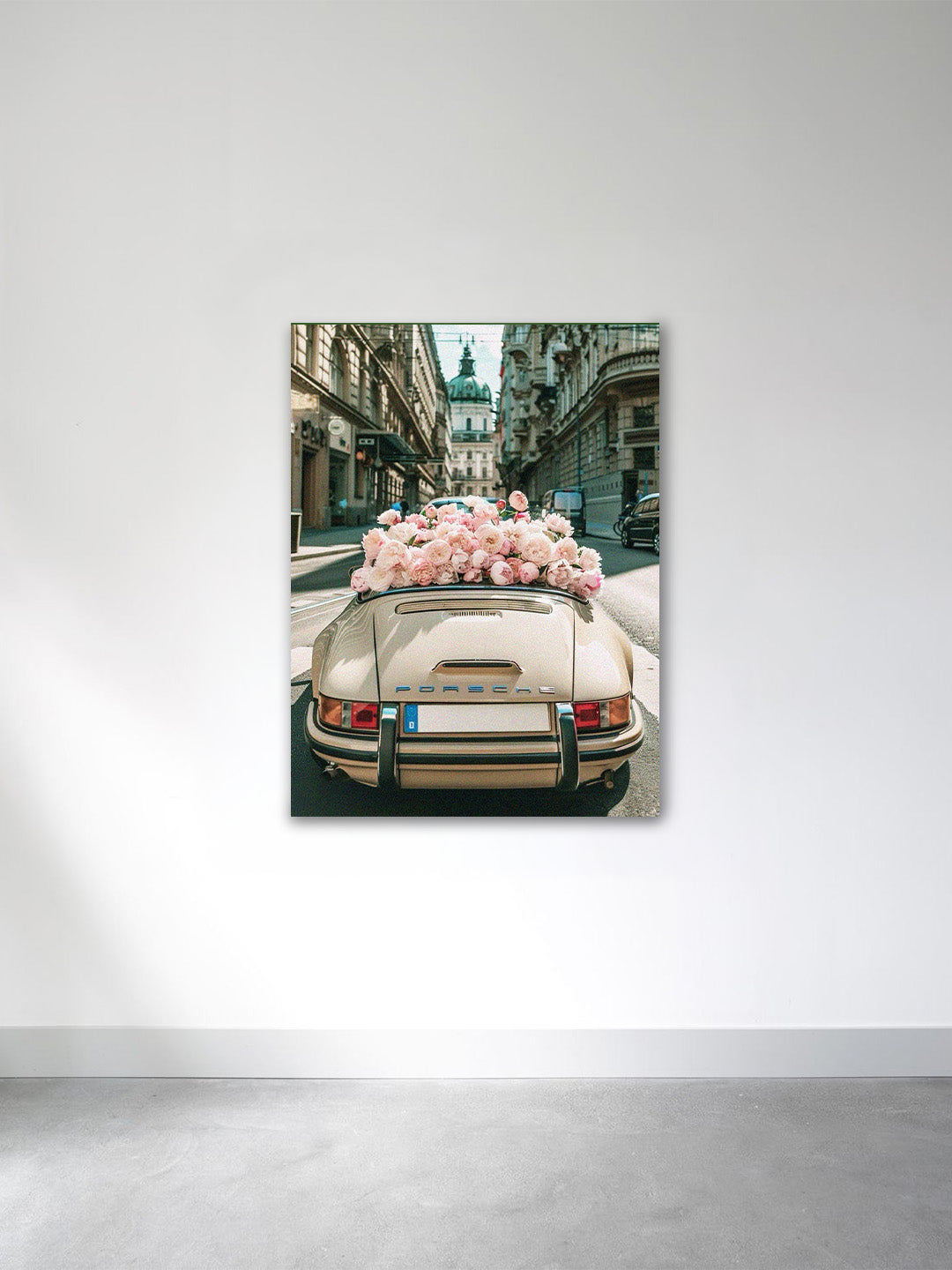 “Blooming Boulevard” – Vintage Floral Drive Canvas