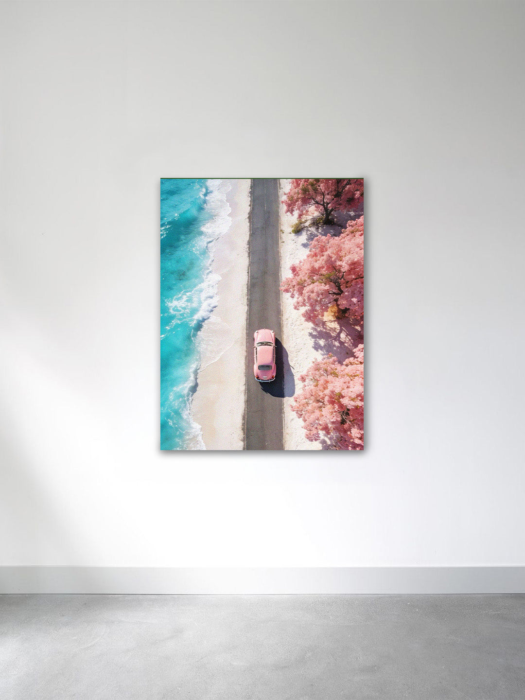 “Pink Coastline Escape” – Dream Drive Canvas