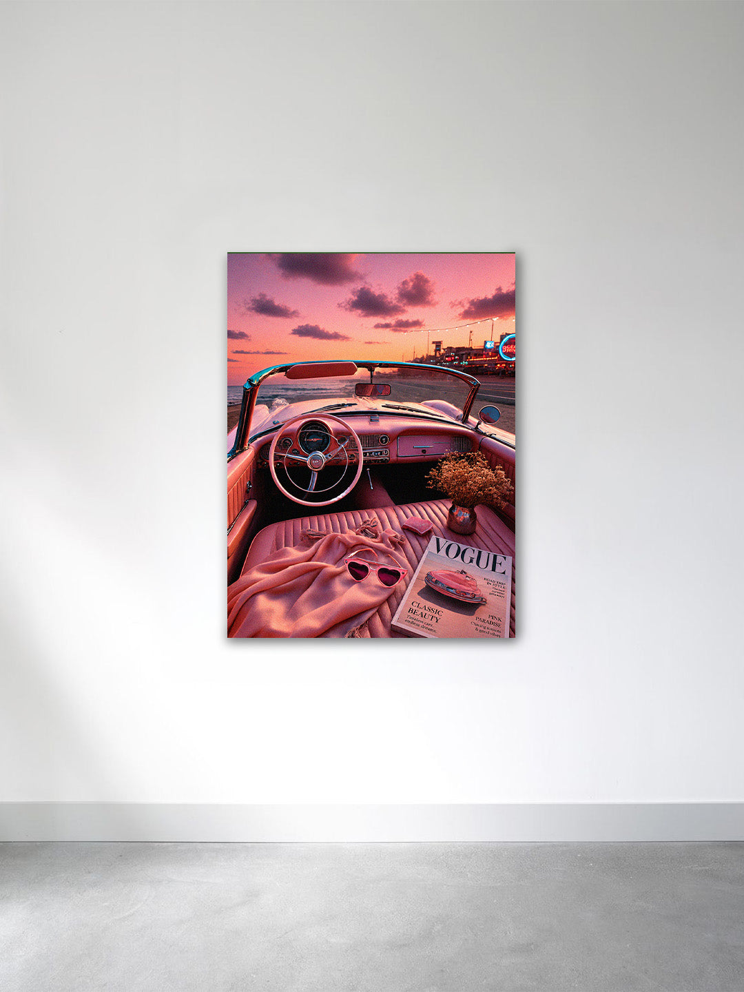 “Pink Paradise Drive” – Sunset Aesthetic Canvas