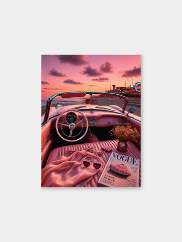 “Pink Paradise Drive” – Sunset Aesthetic Canvas