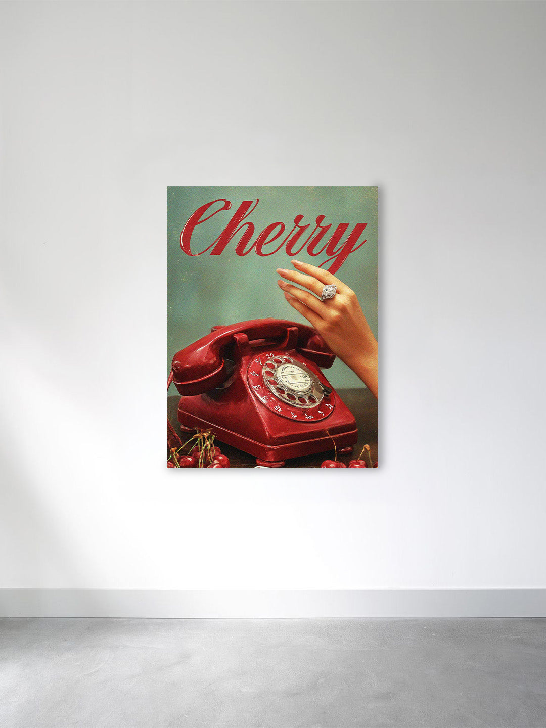 “Cherry Calls” – Retro Aesthetic Vintage Telephone Wall Art
