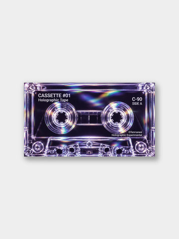“Holographic Cassette” – Retro Futuristic Music Aesthetic Wall Art