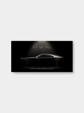 Fly or Fall Luxury Car Canvas Wall Art – Success Mindset Automotive Artwork