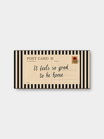 It Feels So Good to Be Home Canvas Print – Vintage Postcard Typography Wall Art for Cozy Home Decor