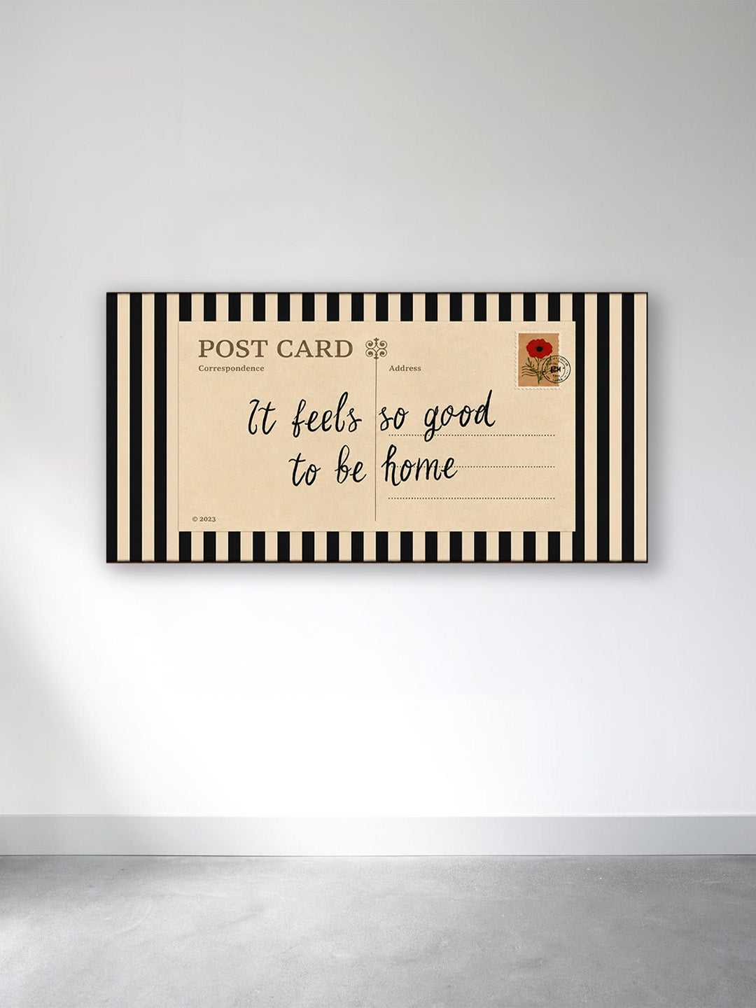 It Feels So Good to Be Home Canvas Print – Vintage Postcard Typography Wall Art for Cozy Home Decor