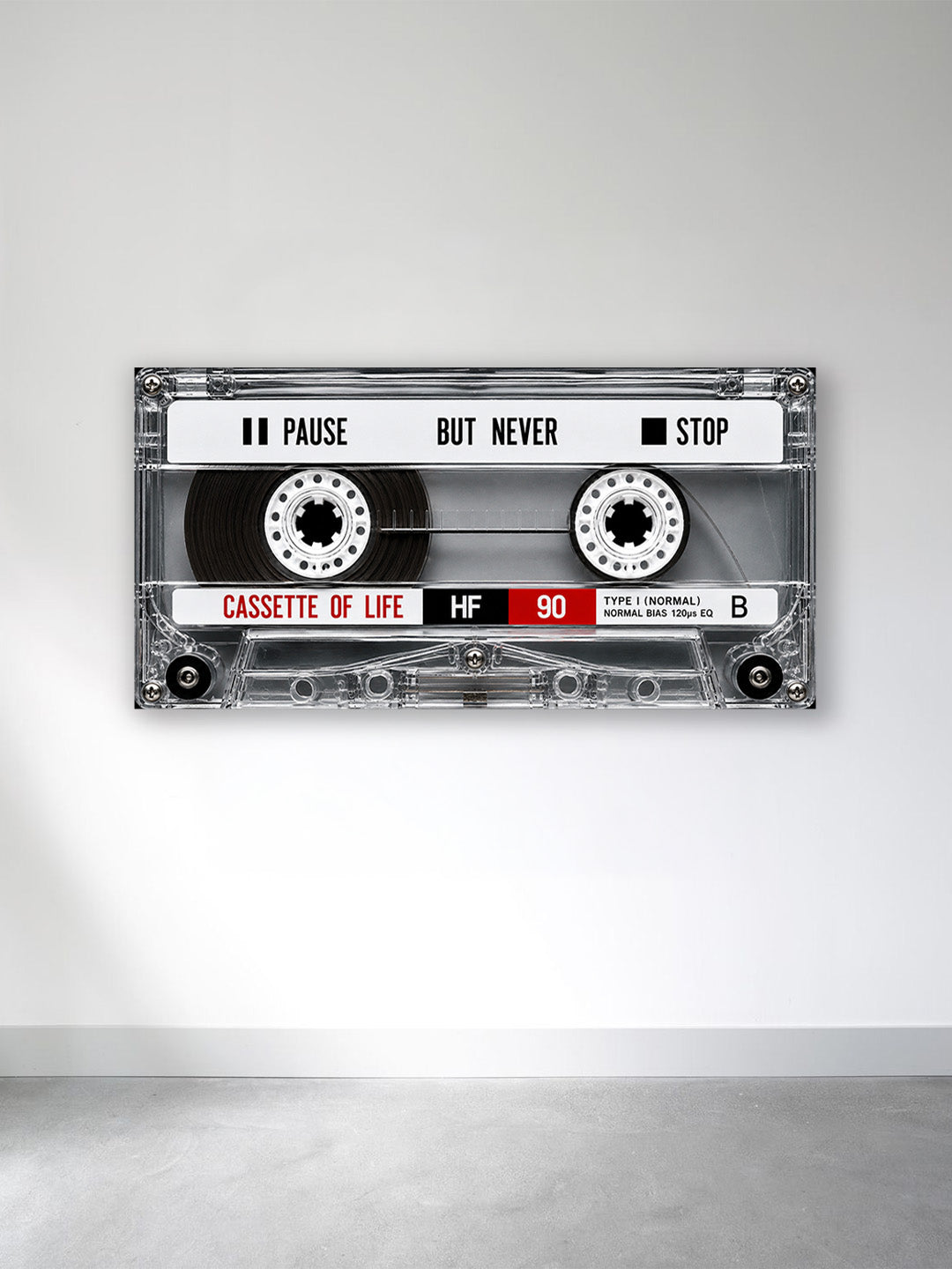 Pause But Never Stop Canvas Wall Art – Vintage Cassette Motivational Poster