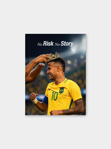 Neymar Jr No Risk No Story Canvas Wall Art – Brazil Football Legend