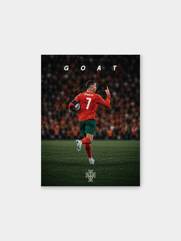 Cristiano Ronaldo GOAT Canvas Wall Art – Portugal Football Legend Motivational Sports Poster for Fans & Home Decor