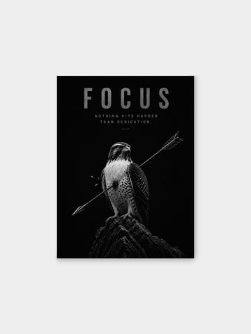 Focus Hawk Canvas Wall Art – Nothing Hits Harder Than Dedication Motivational Artwork