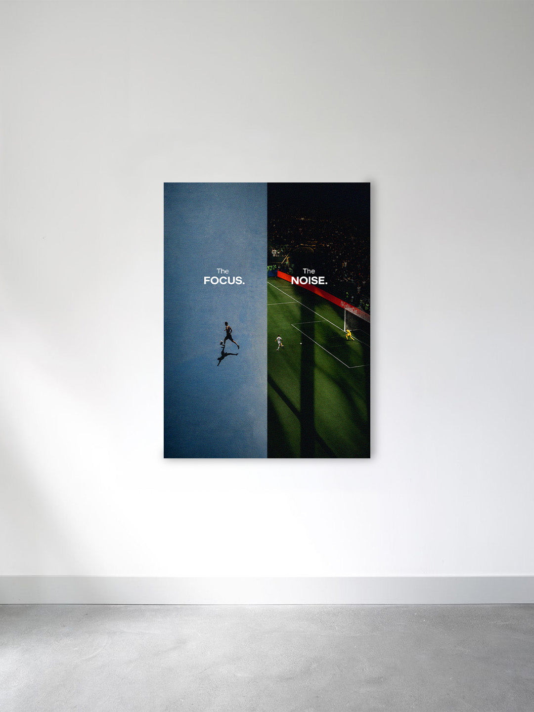 The Focus, The Noise Football Canvas Painting | Motivational Soccer Wall Art Canvas Frame | Athlete Mindset Sports Canvas Decor