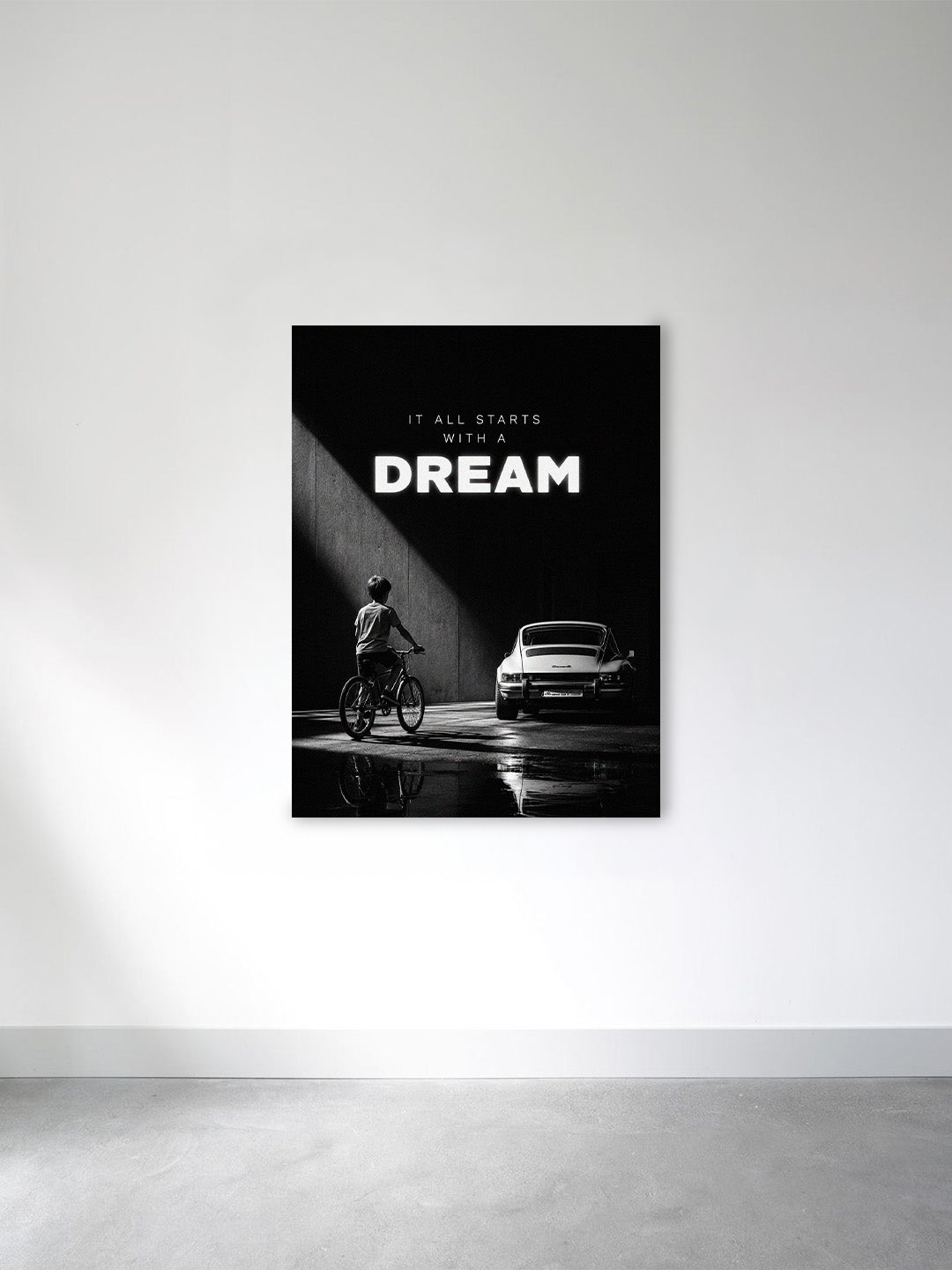 It All Starts With A Dream Canvas Painting | Porsche Inspired Luxury Car Wall Art Canvas Frame | Motivational Success Decor