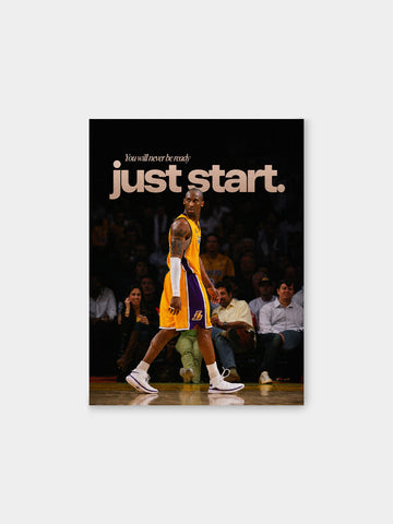 Kobe Bryant Just Start Canvas Painting | Motivational Basketball Wall Art Canvas Frame | Mamba Mentality Decor