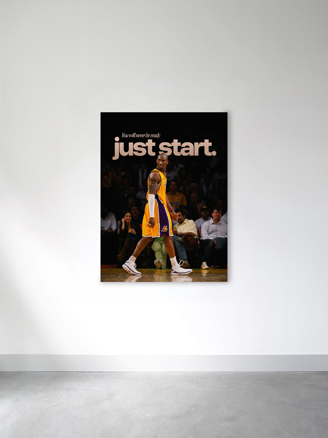 Kobe Bryant Just Start Canvas Painting | Motivational Basketball Wall Art Canvas Frame | Mamba Mentality Decor